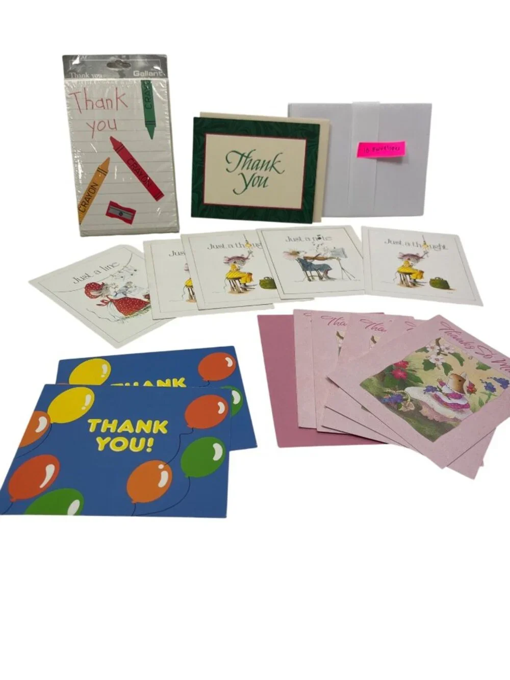 Assorted Thank You & Note Cards Bundle With Envelopes - Multiple Designs 90d